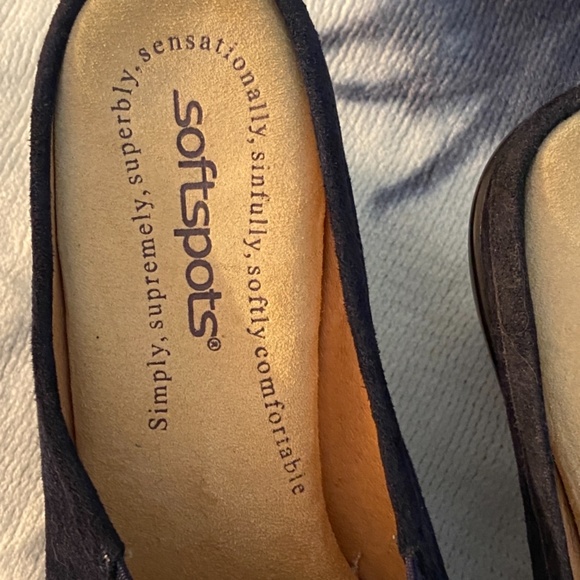 Softspots Shoes Dark Blue Leather Slide Mules Clogs Size 8N Narrow - Picture 7 of 8